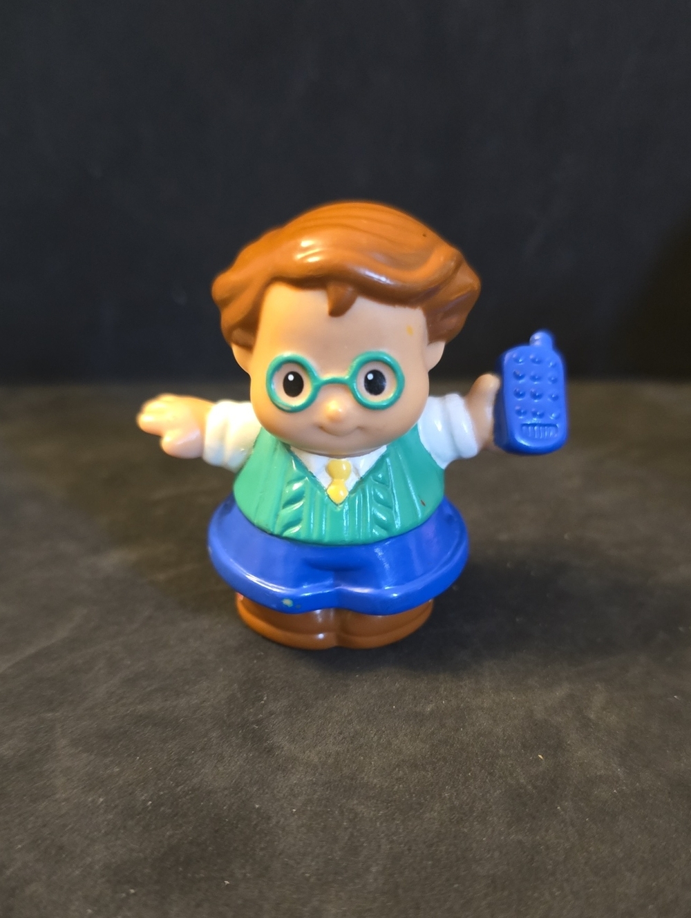 Kids Fusher Price Little People Toy Figure with Green Vest Dad With Phone